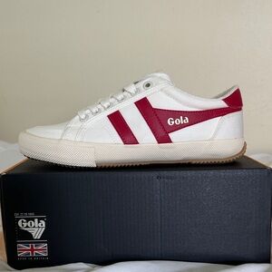 Gola White Sneakers with Red Stripes